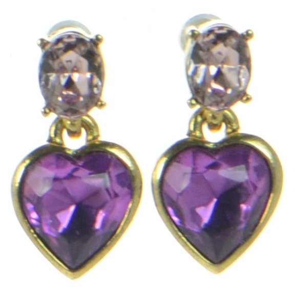 Oscar de la Renta Jewelry - Oscar de la Renta Baby Heart Goldtone & Glass Crystal Drop Earrings